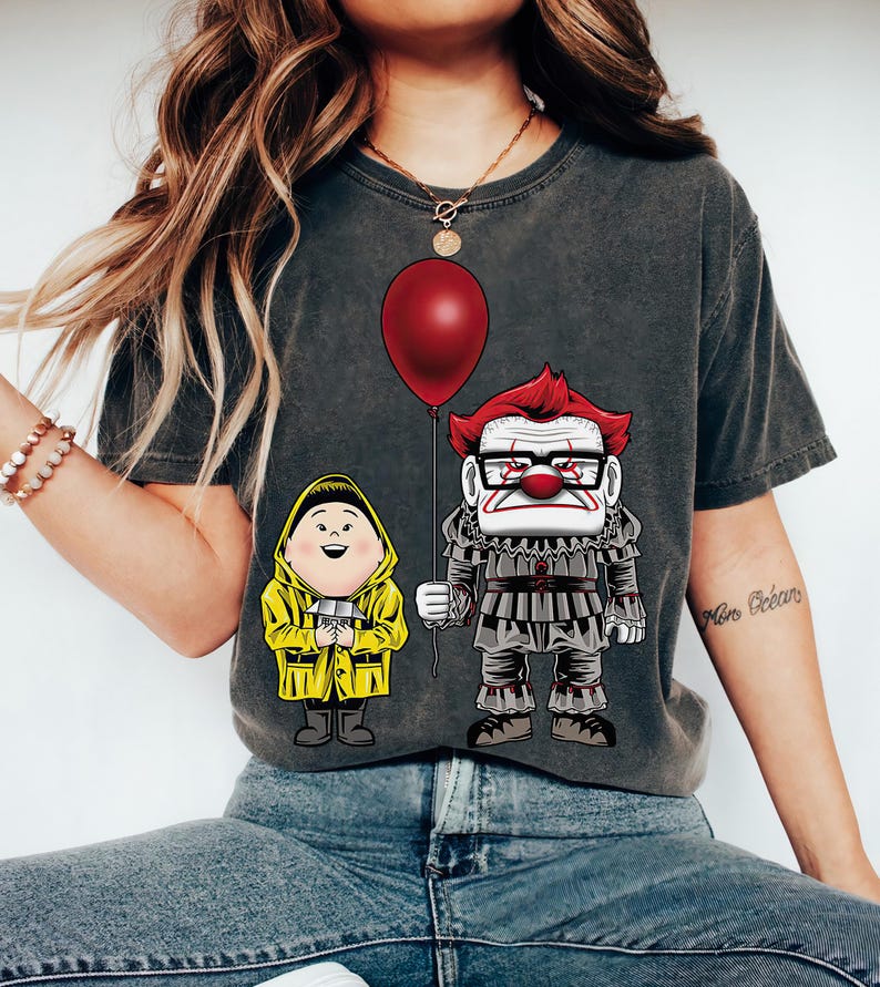 Disney Pixar Up Horror Character Pennywise Carl Fredricksen Russell Halloween T-Shirt, WDW Disneyland Halloween Party Matching Family Shirts