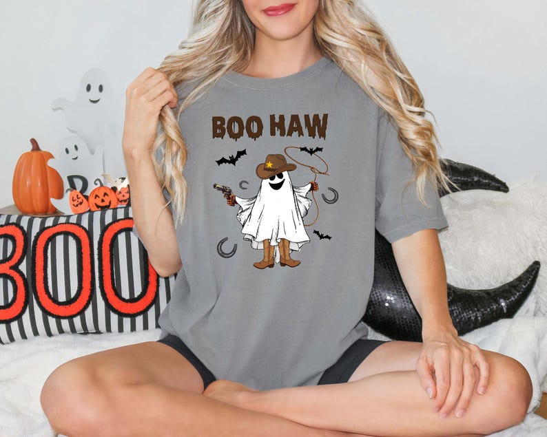 Boo Haw Shirt, Funny Ghost Cowboy Tee, Western Halloween Shirt, Spooky Fall Shirt, Country Girl Gift