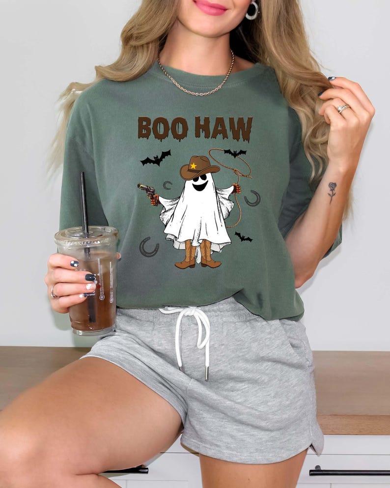 Boo Haw Shirt, Funny Ghost Cowboy Tee, Western Halloween Shirt, Spooky Fall Shirt, Country Girl Gift