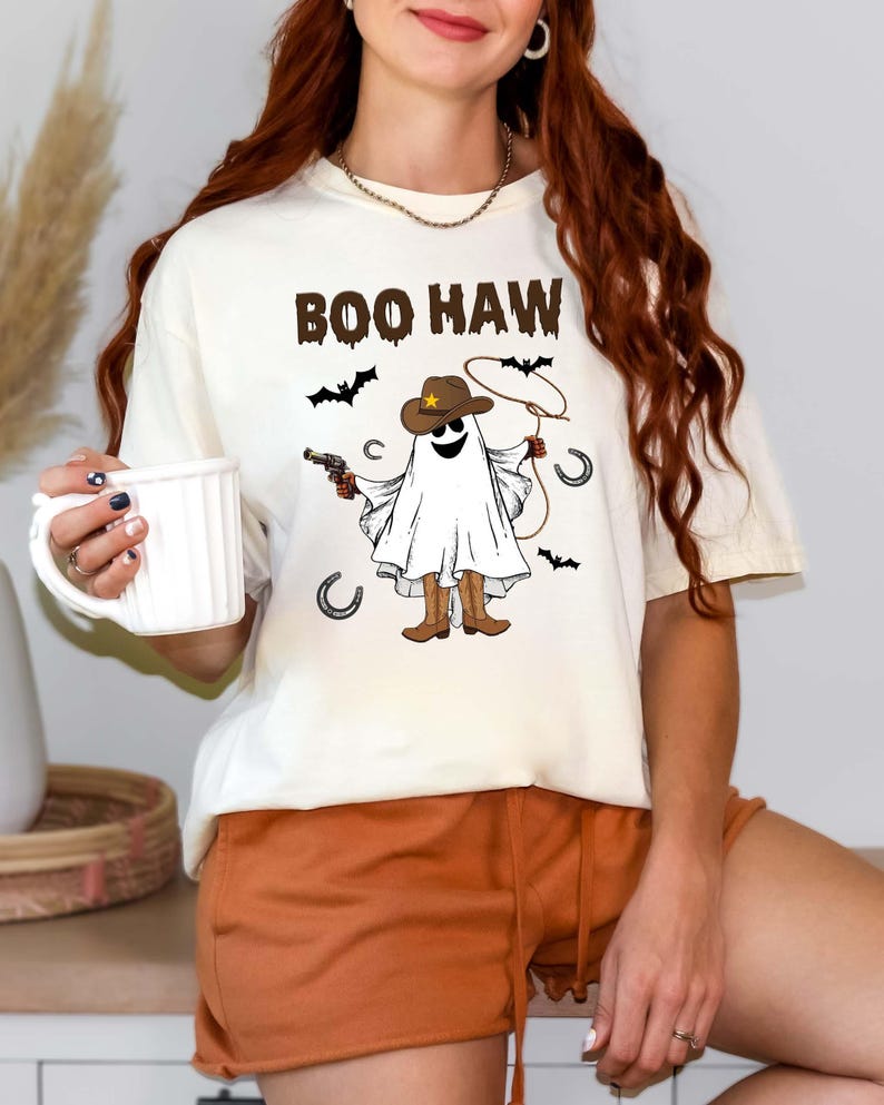 Boo Haw Shirt, Funny Ghost Cowboy Tee, Western Halloween Shirt, Spooky Fall Shirt, Country Girl Gift