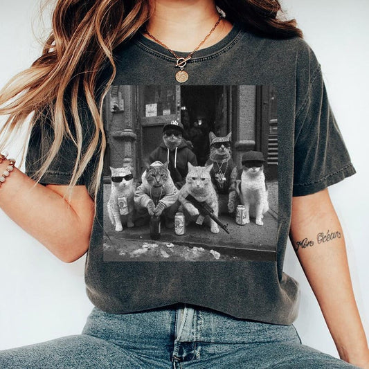 Funny Cat Gang Vintage Shirt,Funny Cat Meme Shirt, T-Shirt