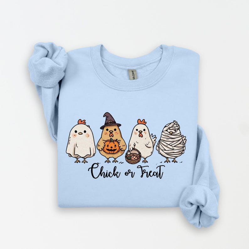 Halloween Chicken Sweatshirt,Funny Halloween Chicken or Treat Sweatshirt,Halloween Trick-or-Treat Shirt,Halloween Custom Sweatshirt
