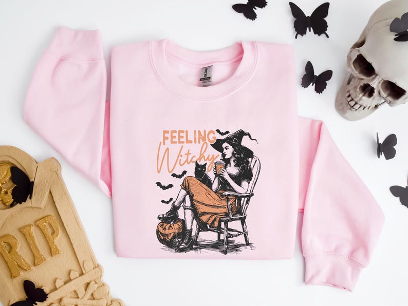 Feeling Witchy Sweatshirt,Witch Sweatshirt,Halloween Witch Sweatshirt,Crazy Halloween Gift,Witch Spell Sweatshirt,Woman Halloween Sweatshirt