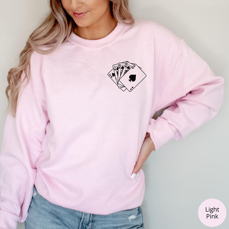Graphic Poker Sweatshirt, Playing Poker Hoodie, Gift For Poker Player, Poker Sweatshirt, Night Game Sweatshirt, Graphic Casino Sweatshirt