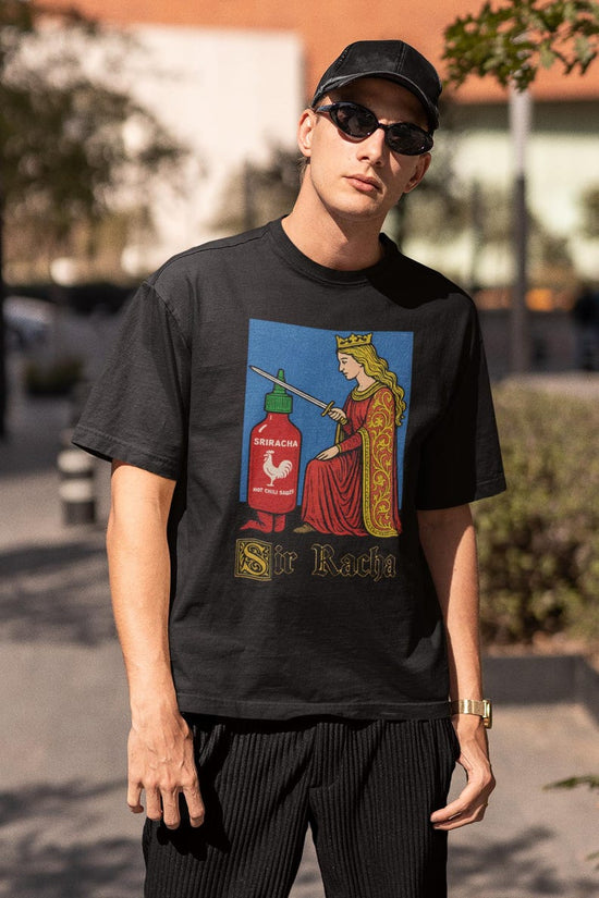 Sir Racha Tshirt, Sriracha Tshirt, Medieval art tshirt, sriracha fan merch, retro medieval tshirt, chili souce humor, funny meme tshirt