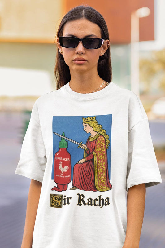 Sir Racha Tshirt, Sriracha Tshirt, Medieval art tshirt, sriracha fan merch, retro medieval tshirt, chili souce humor, funny meme tshirt