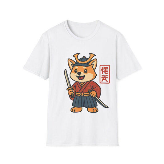 Samurai Dog T-Shirt | Cute Dog Graphic Tee, Cartoon Shirt for Animal Lovers, Gift for Kids & Adults, Fun Casual Wear, Unique Design