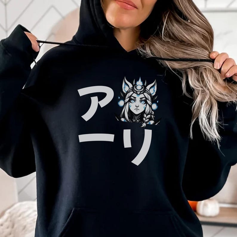League of Legends Ahri Hooded Sweatshirt Japanese Aesthetic Unisex Hoodie, LoL Gamer Gift, Main Gaming Apparel