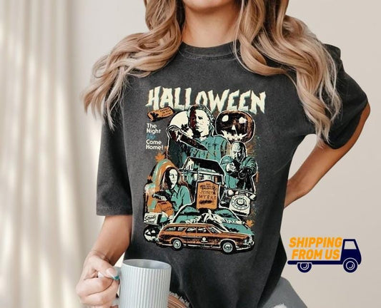 Retro Halloween Movie Comfort Colors Shirt, Michael Myers Graphic Unisex Tee, Horror Movie T-Shirt, The Night He Came Home Shirt