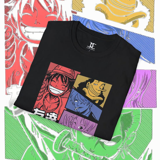 One Piece Anime T-Shirt Colorful Unisex Shirt with Luffy & Crew Otaku Clothing, Anime Gift Idea