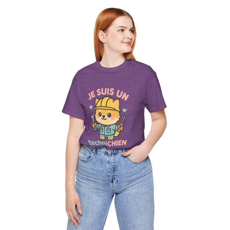 Kawaii Chibi 'Je suis un techniCHIEN' T-Shirt– Cute Dog Lover T-Shirts - Funny Dog T-Shirts • Technician Gifts • Kawaii Pomeranian Shirts