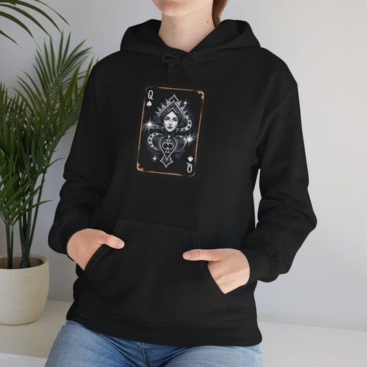 Spades Queen Hooded Sweatshirt - Card Players Gift / Poker or Spades Tournament Gear / Friend for Gifts / Birthday Gift