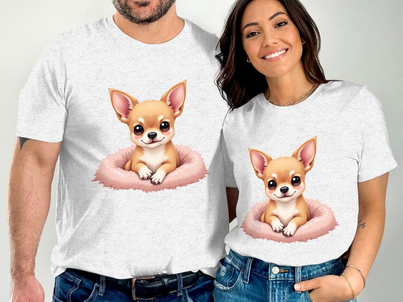 Cute Chihuahua T-Shirt, Puppy Dog Tee, Pet Lover Gift, Cartoon Chihuahua, Funny Dog Shirt