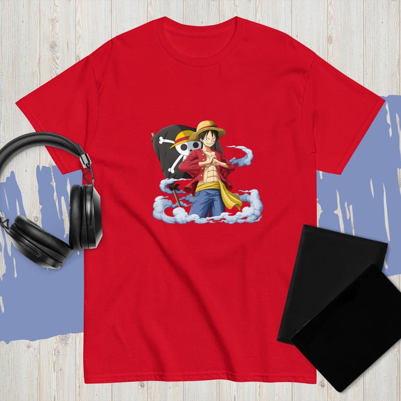 One Piece Luffy Classic Tee – Unisex 100% Cotton Anime Shirt – Gift for Anime Lovers