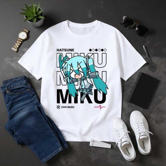 Womens Hatsune Miku Printed T-shirt Casual T-shirts Printed Oversized Streetwear Anime Y2k Top Fashion