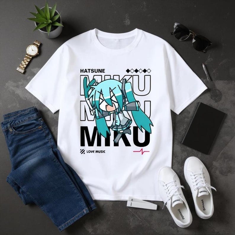 Womens Hatsune Miku Printed T-shirt Casual T-shirts Printed Oversized Streetwear Anime Y2k Top Fashion
