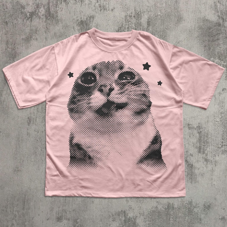 Funny Y2k Retro Cat Meme T-shirt, Silly Cats Shirt, Vintage Retro Shirts, Cats lover Gift, Meme Tshirt, Unisex Cotton, Kitten Tee