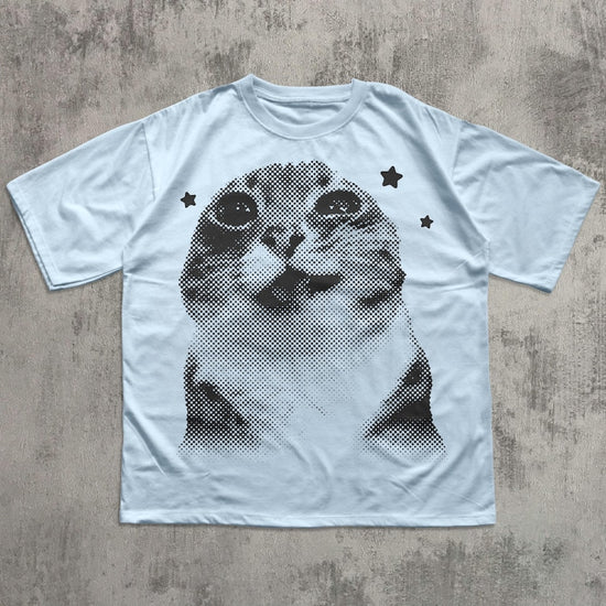Funny Y2k Retro Cat Meme T-shirt, Silly Cats Shirt, Vintage Retro Shirts, Cats lover Gift, Meme Tshirt, Unisex Cotton, Kitten Tee