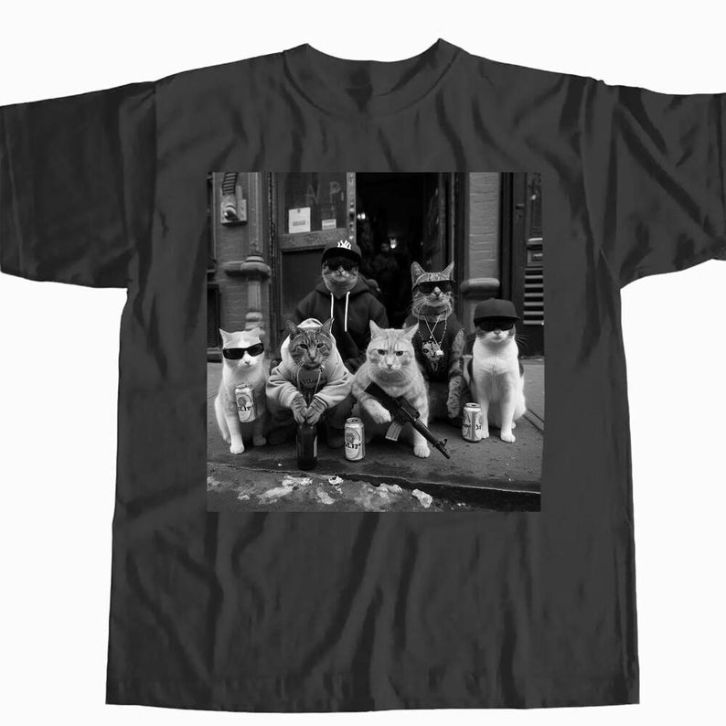 Funny Cat Gang Vintage Shirt,Funny Cat Meme Shirt, T-Shirt