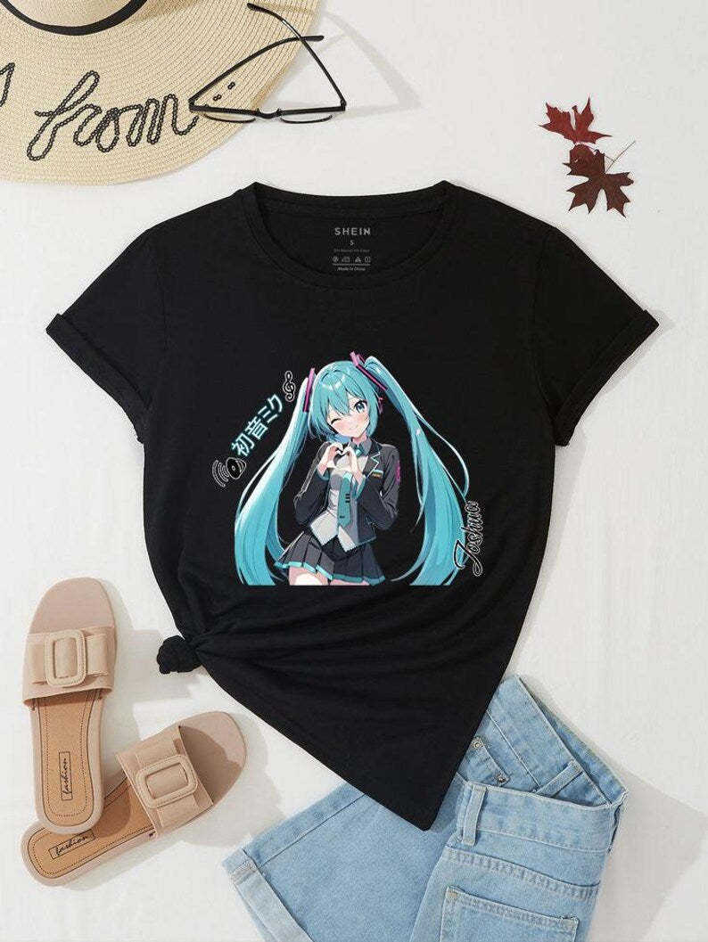 Hatsune Miku t - shirts Fashion T-shirts Personalized T- shirts-the perfect gift for birthdays, Gift for daughter, Anime Graphic T-shirts