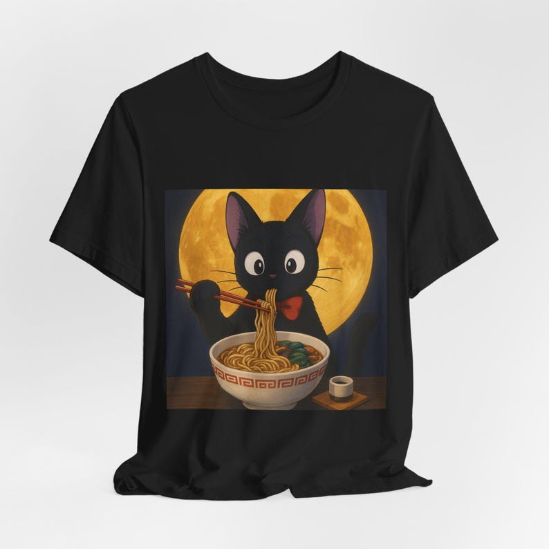 Cat Ramen T-shirt,jiji, Funny Cat T-Shirt, Unisex Graphic Tee, Cute Cat Apparel, Pet Lover Gift, Foodie Fashion