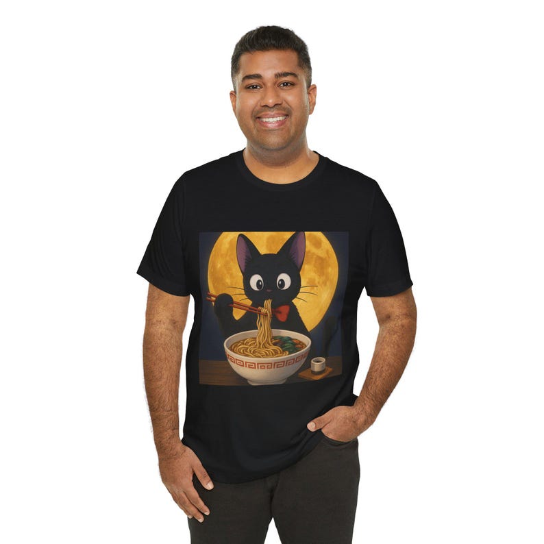 Cat Ramen T-shirt,jiji, Funny Cat T-Shirt, Unisex Graphic Tee, Cute Cat Apparel, Pet Lover Gift, Foodie Fashion