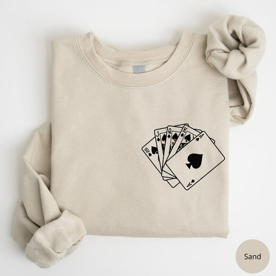 Graphic Poker Sweatshirt, Playing Poker Hoodie, Gift For Poker Player, Poker Sweatshirt, Night Game Sweatshirt, Graphic Casino Sweatshirt