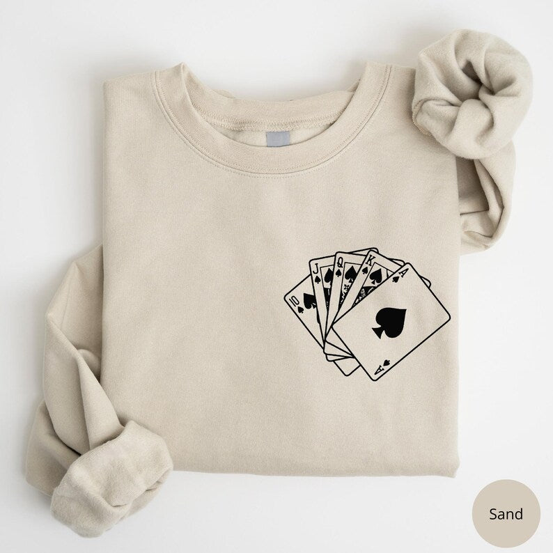 Graphic Poker Sweatshirt, Playing Poker Hoodie, Gift For Poker Player, Poker Sweatshirt, Night Game Sweatshirt, Graphic Casino Sweatshirt