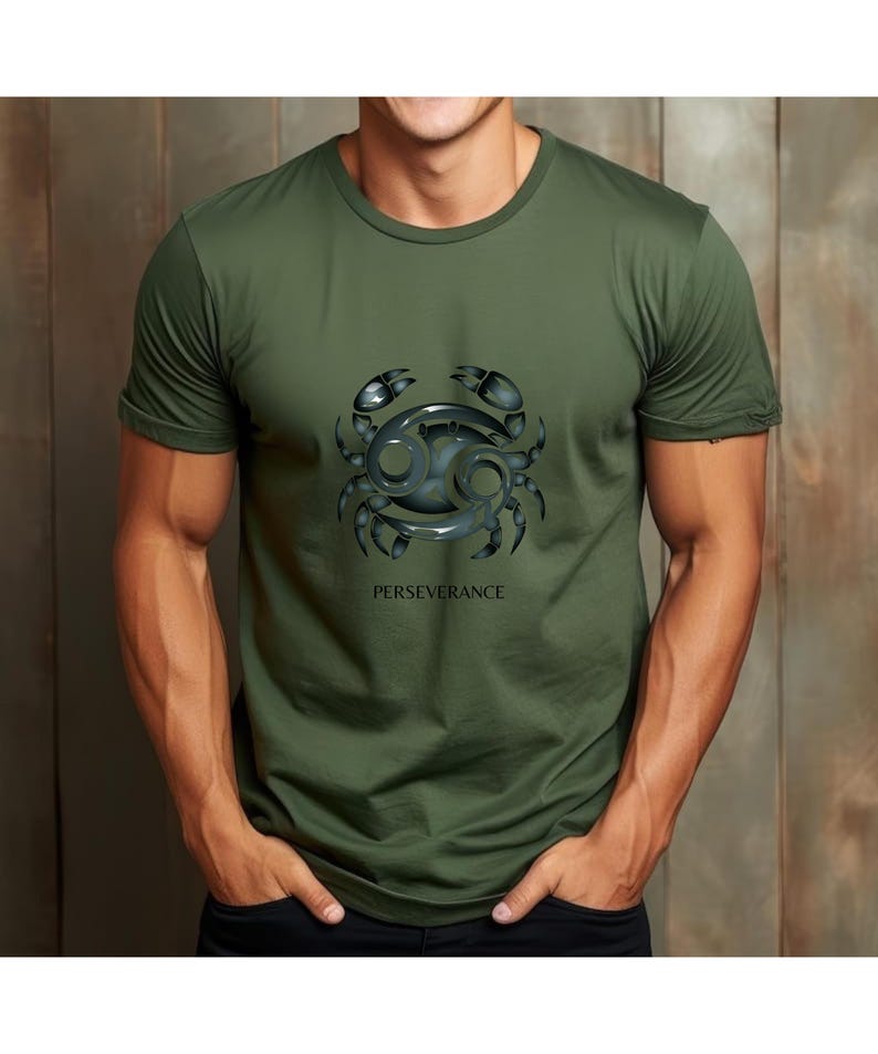 Cancer Zodiac T-shirt -Tribal Crab Symbol Perseverance shirt- Astrology Gift for Him or Her