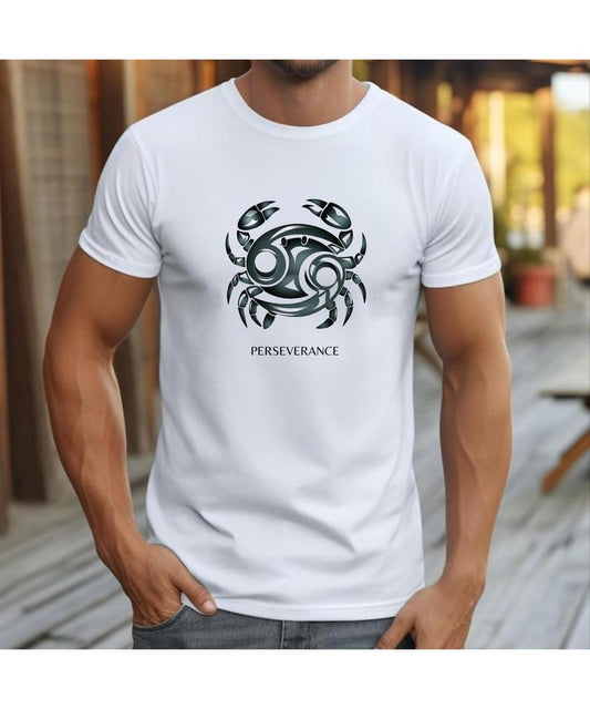 Cancer Zodiac T-shirt -Tribal Crab Symbol Perseverance shirt- Astrology Gift for Him or Her