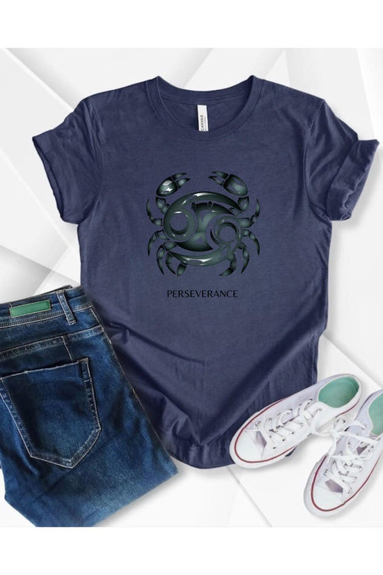 Cancer Zodiac T-shirt -Tribal Crab Symbol Perseverance shirt- Astrology Gift for Him or Her
