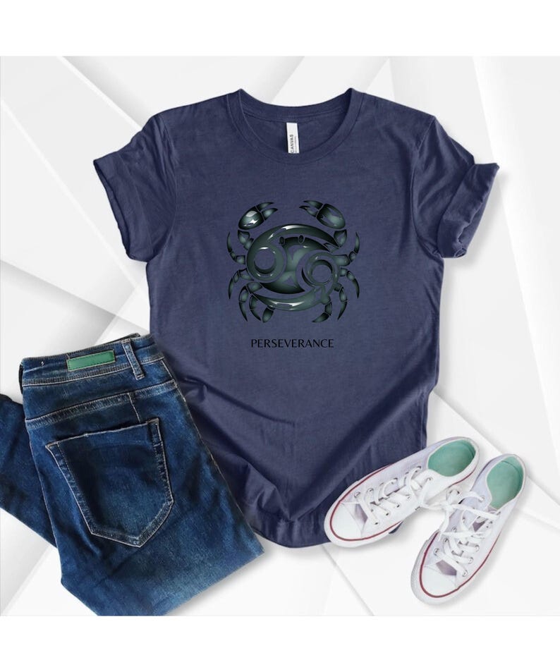 Cancer Zodiac T-shirt -Tribal Crab Symbol Perseverance shirt- Astrology Gift for Him or Her