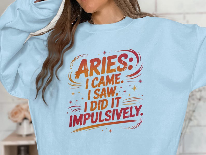 Aries Came Saw Did It Impulsively, Funny Aries Sweatshirt, Aries Birthday Gift, Astrology Sign Tee, Zodiac Quote Shirt