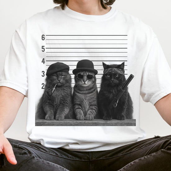 Funny Cat Gang Vintage Shirt, Cat Mugshot Meme Tee, Gangster Cat Graphic Shirt, Funny Animal Tee, Sarcastic Cat Shirt