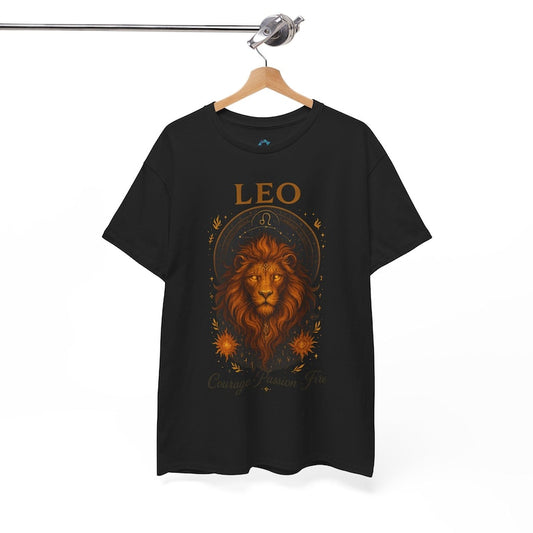 Leo Zodiac T Shirt Gildan 5000 Unisex Graphic Tee Courage Fire Sign Shirt Leo Birthday Gift for Astrology Lovers