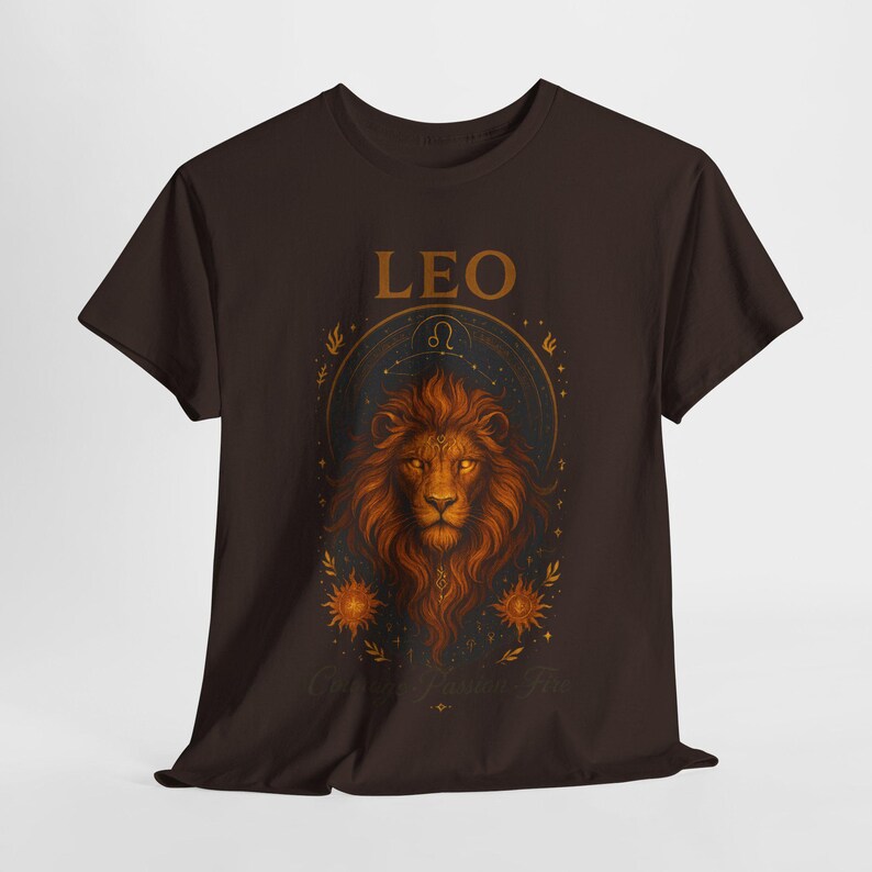 Leo Zodiac T Shirt Gildan 5000 Unisex Graphic Tee Courage Fire Sign Shirt Leo Birthday Gift for Astrology Lovers