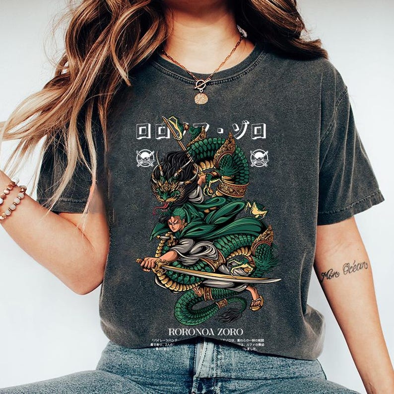 One Piece Zoro Shirt, One Piece Anime Unisex Oversize T-shirt Apparel, Dark Fantasy Merch