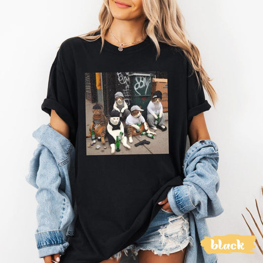 Funny Cat Gang Vintage Shirt,Funny Cat Meme Shirt,Sarcastic Tshirt, Unisex Oversized Shirt, Funny Gang Tee