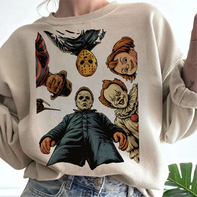 Retro Halloween, Halloween Characters Shirt, Halloween 2025, Sweatshirt