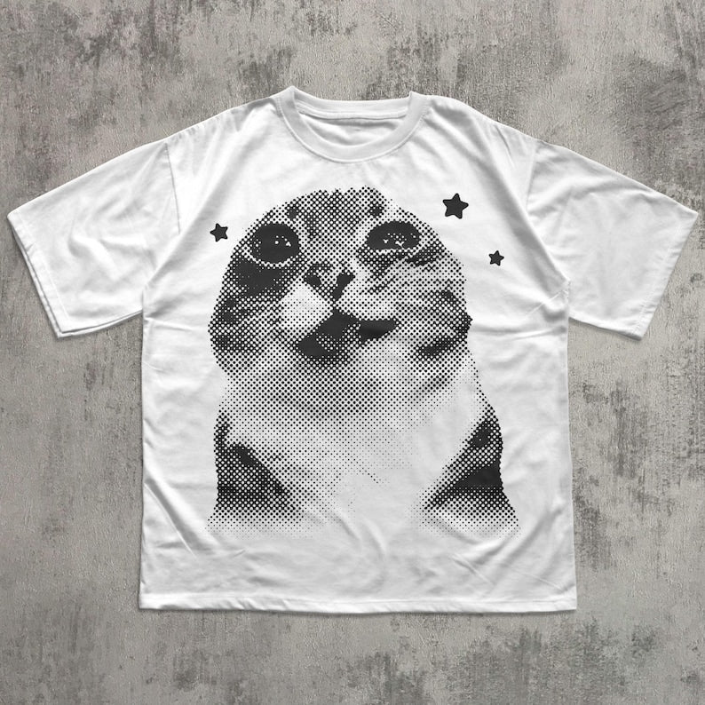 Funny Y2k Retro Cat Meme T-shirt, Silly Cats Shirt, Vintage Retro Shirts, Cats lover Gift, Meme Tshirt, Unisex Cotton, Kitten Tee