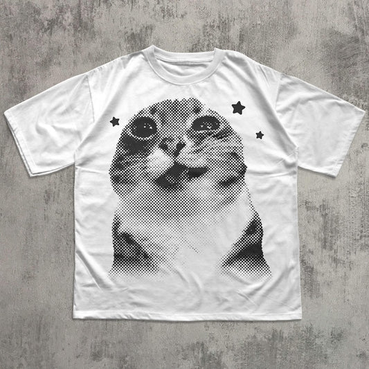Funny Y2k Retro Cat Meme T-shirt, Silly Cats Shirt, Vintage Retro Shirts, Cats lover Gift, Meme Tshirt, Unisex Cotton, Kitten Tee