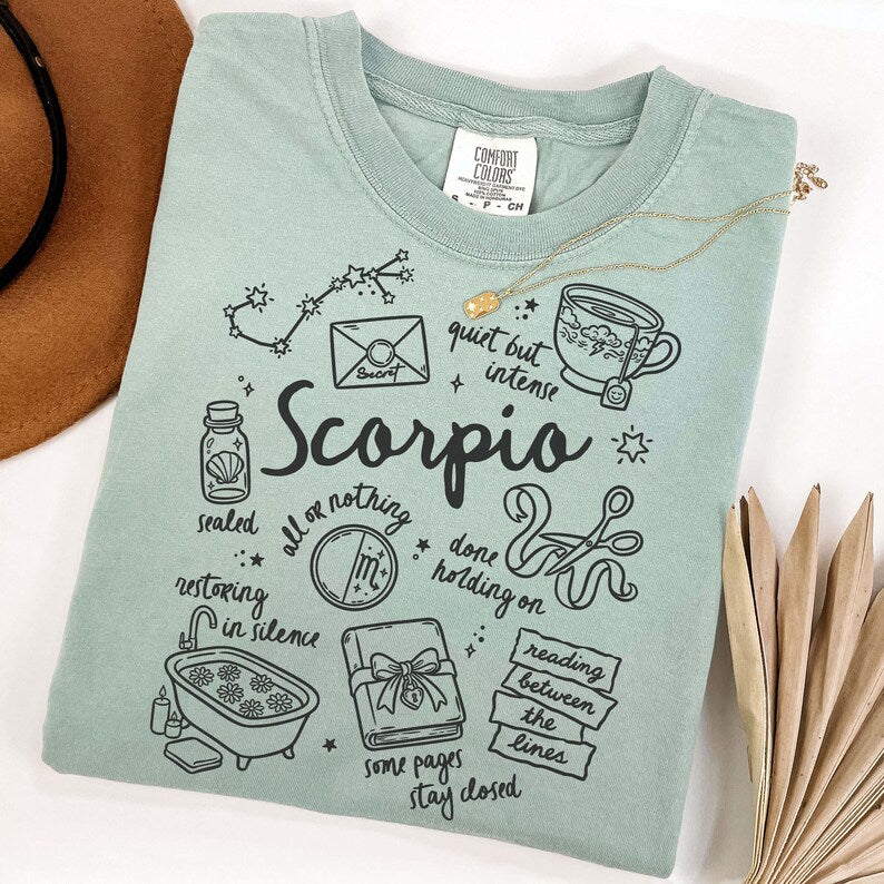 Scorpio Zodiac Doodle Design, Scorpio T-Shirt, Zodiac/Horoscope Shirt