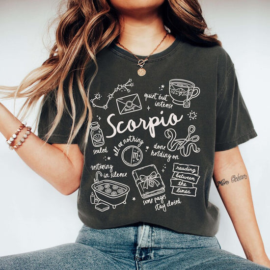 Scorpio Zodiac Doodle Design, Scorpio T-Shirt, Zodiac/Horoscope Shirt