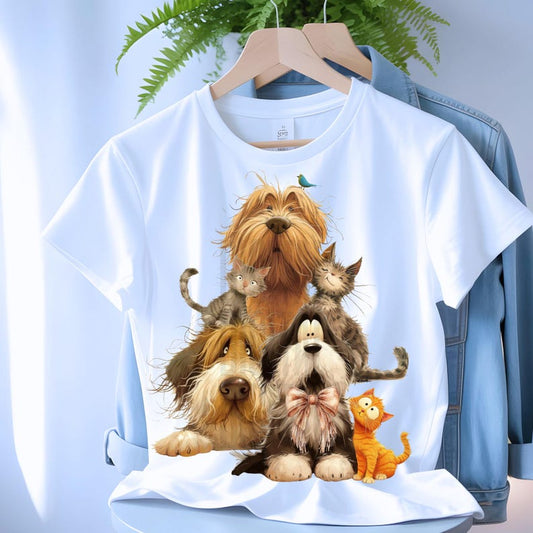 Animals illustration, Dog and Cat T-shirt design, Transparent background, Animal Lovers tshirt, Bestfriend Tee