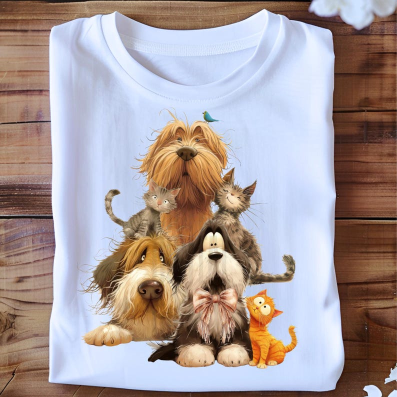 Animals illustration, Dog and Cat T-shirt design, Transparent background, Animal Lovers tshirt, Bestfriend Tee