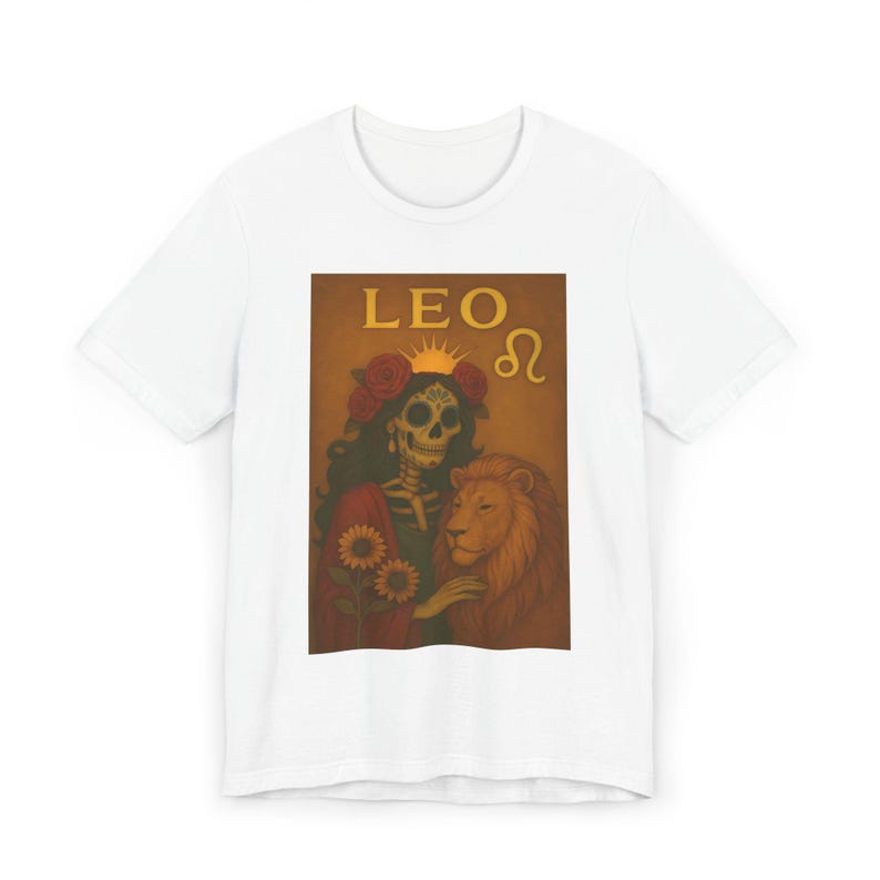 Leo Zodiac T-Shirt, Astrology Shirt, Halloween Shirt, Gift for Leo, Dia de los Muertos, Unisex Shirt for Astrology Lovers