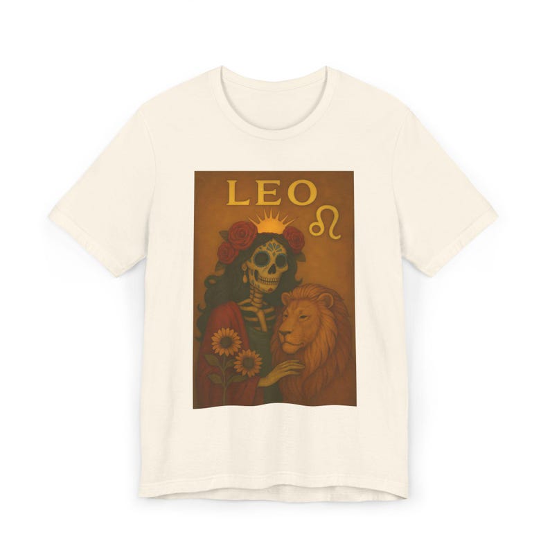 Leo Zodiac T-Shirt, Astrology Shirt, Halloween Shirt, Gift for Leo, Dia de los Muertos, Unisex Shirt for Astrology Lovers