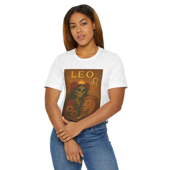 Leo Zodiac T-Shirt, Astrology Shirt, Halloween Shirt, Gift for Leo, Dia de los Muertos, Unisex Shirt for Astrology Lovers