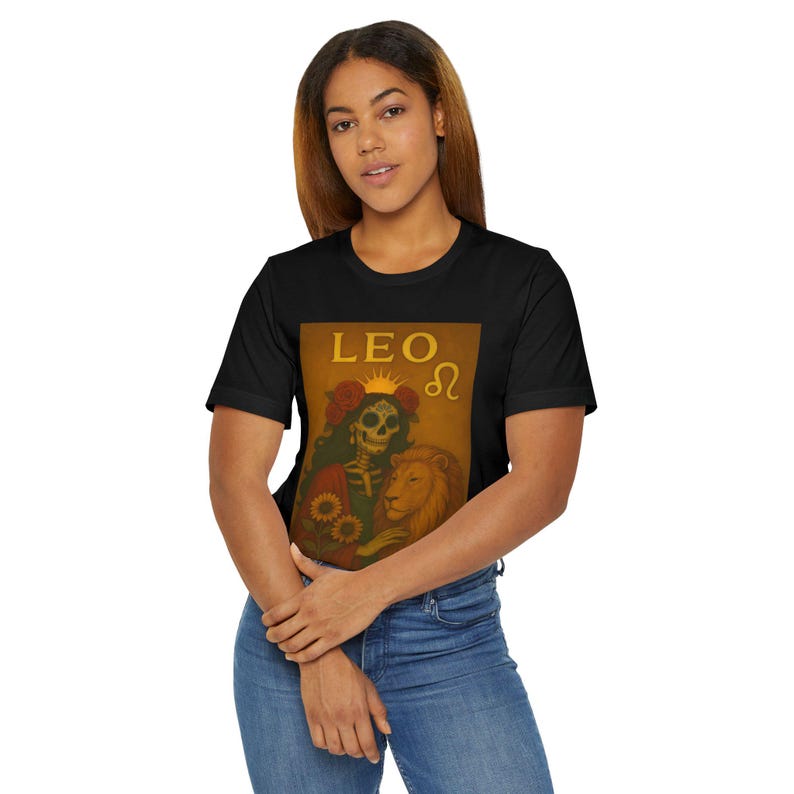 Leo Zodiac T-Shirt, Astrology Shirt, Halloween Shirt, Gift for Leo, Dia de los Muertos, Unisex Shirt for Astrology Lovers