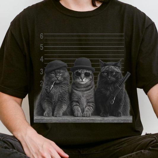 Funny Cat Gang Vintage Shirt, Cat Mugshot Meme Tee, Gangster Cat Graphic Shirt, Funny Animal Tee, Sarcastic Cat Shirt